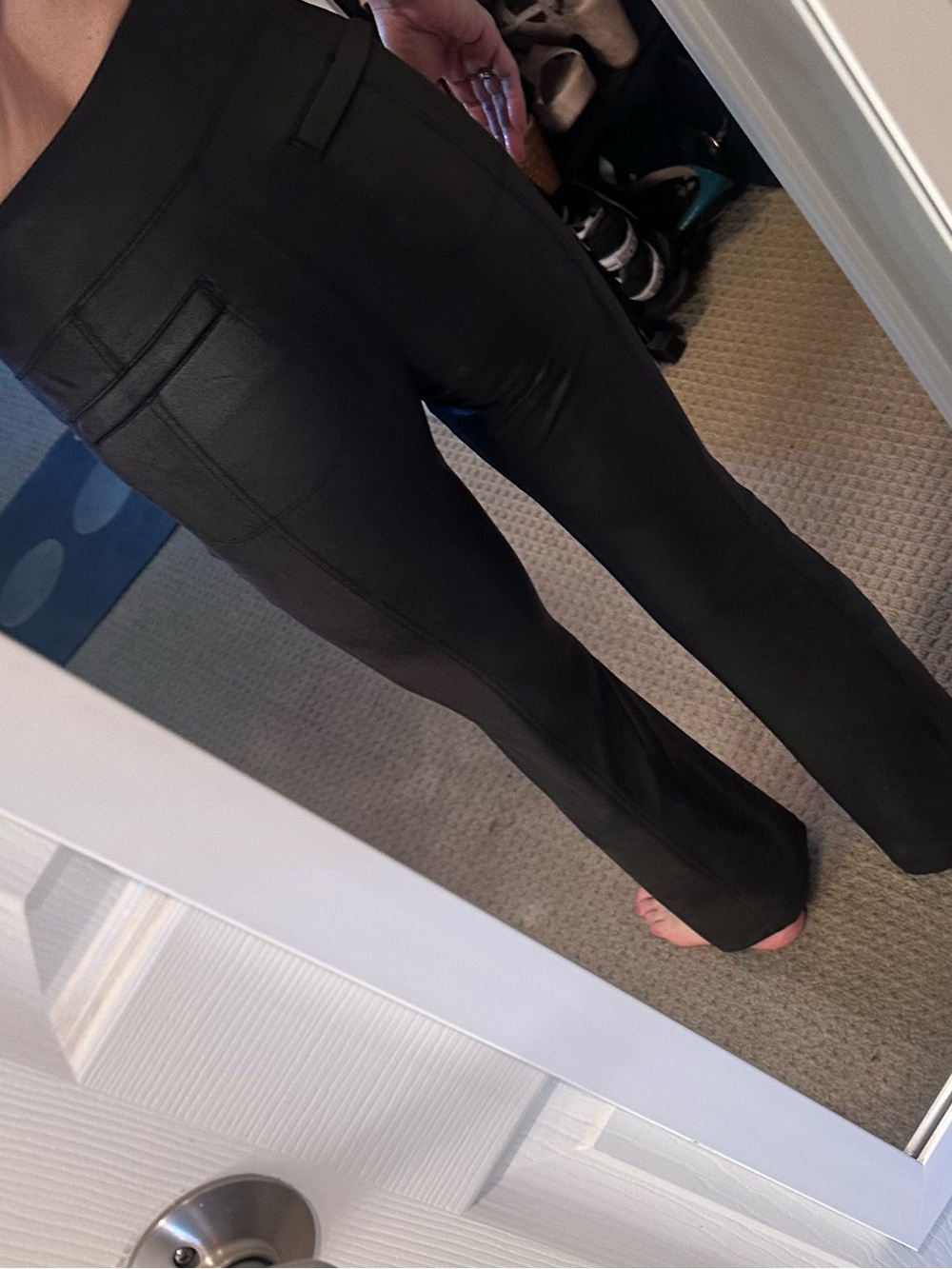 Athleta Delancey Gleam Faux Leather Pants Black XS High Rise - Picture 5 of 8